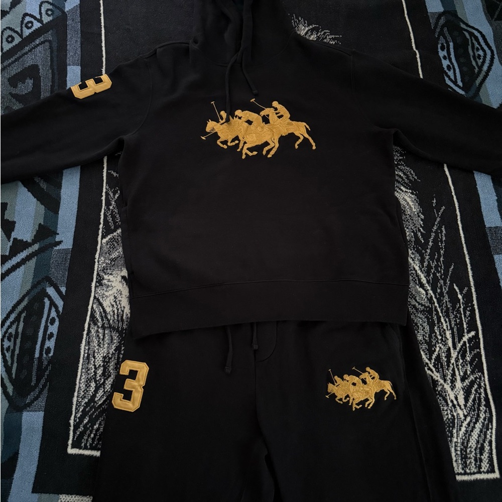 Polo Ralph Lauren Triple-Equestrian Lunar New Year Black/Gold Hoodie + Joggers